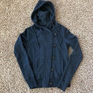 Hollister XS Navy/grey button up jacket, hood
